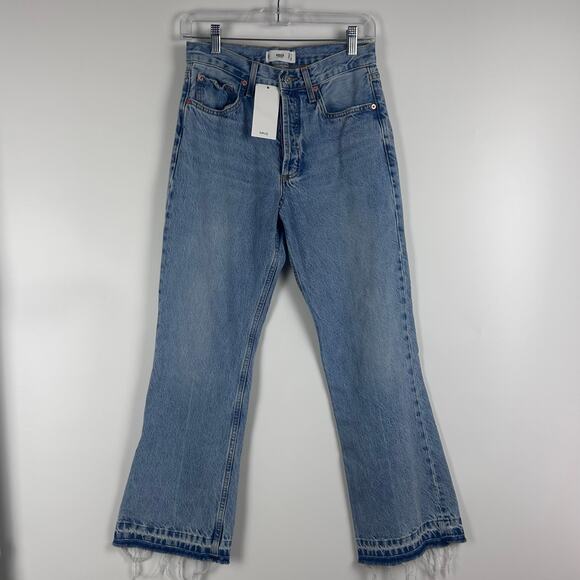 New With Tags MNG Jeans by Mango Isela Jeans Flare Crop Raw Hem Womens Size 4 - Picture 3 of 13